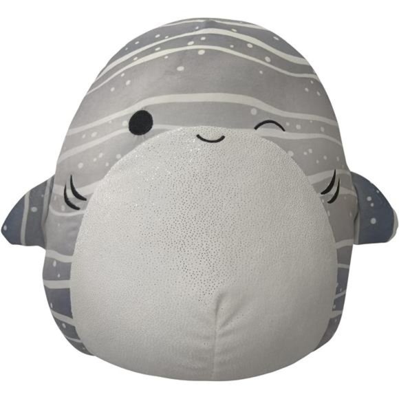 Squishmallows 14-Inch Grey Striped Whale Shark with White Belly Plush Toy - Picture 1 of 6